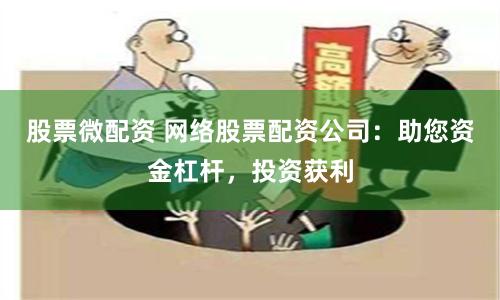 股票微配资 网络股票配资公司：助您资金杠杆，投资获利